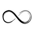 Grunge infinity symbol. Hand painted with black paint. Grunge brush stroke. Modern eternity icon. Graphic design element