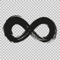 Grunge infinity symbol. Hand painted with black paint. Grunge brush stroke. Modern eternity icon. Graphic design element. Infinite