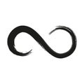 Grunge infinity symbol. Hand painted with black paint. Grunge brush stroke. Modern eternity icon. Graphic design element. Infinite