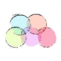 Grunge ink circles. Watercolor vector frames. Set of grungy round imprints. Royalty Free Stock Photo