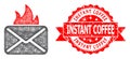 Grunge Instant Coffee Seal and Network Hot Mail Icon