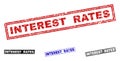 Grunge INTEREST RATES Scratched Rectangle Stamp Seals