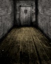 Grunge Interior with a prison door Royalty Free Stock Photo