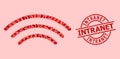 Grunge Intranet Badge and Red Lovely Radio Waves Mosaic