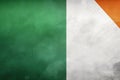 Grunge Ireland Flag. Irish Flag with grunge texture, Flag of Ireland on concrete backdrop. Irish flag background with copy space,