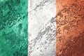 Grunge Ireland flag. Irish flag with grunge texture.