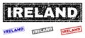 Grunge IRELAND Scratched Rectangle Stamp Seals
