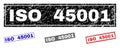 Grunge ISO 45001 Scratched Rectangle Watermarks Royalty Free Stock Photo