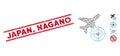 Grunge Japan, Nagano Line Stamp with Mosaic Aviation Target Icon