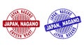 Grunge JAPAN, NAGANO Textured Round Stamp Seals