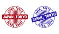 Grunge JAPAN, TOKYO Scratched Round Stamp Seals