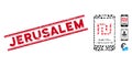Grunge Jerusalem Line Seal with Mosaic Shekel Mobile Payment Icon