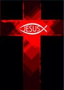Grunge Jesus symbol on a cross and christian fish logo Royalty Free Stock Photo
