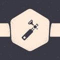 Grunge Jewelers lupe for diamond grading with dimond icon isolated on grey background. Monochrome vintage drawing