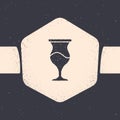 Grunge Jewish goblet icon isolated on grey background. Jewish wine cup for kiddush. Kiddush cup for Shabbat. Monochrome