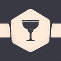 Grunge Jewish goblet icon isolated on grey background. Jewish wine cup for kiddush. Kiddush cup for Shabbat. Monochrome