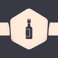 Grunge Jewish wine bottle icon isolated on grey background. Monochrome vintage drawing. Vector