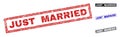Grunge JUST MARRIED Scratched Rectangle Watermarks