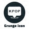 Grunge K-pop icon isolated on white background. Korean popular music style. Monochrome vintage drawing. Vector Royalty Free Stock Photo