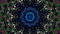 Grunge kaleidoscope mandala in hypnotic rotation. Motion. Beautiful bright fractal ornament, seamless loop.