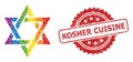 Grunge Kosher Cuisine Stamp and Rainbow David Star Mosaic