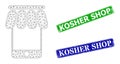 Grunge Kosher Shop Stamp Imitations and Polygonal Mesh Mobile Shop Icon