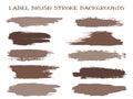 Grunge label brush stroke backgrounds, paint or ink smudges vector for tags and stamps design. Royalty Free Stock Photo