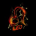 Grunge label with icon of zodiac sign Leo Royalty Free Stock Photo