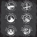 Grunge label set landmarks of San Francisco California,USA