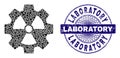 Grunge Laboratory Badge and Geometric Atomic Industry Mosaic