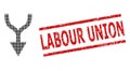 Grunge Labour Union Stamp and Halftone Dotted Combine Arrow Down