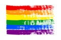 Grunge LGBT pride flag. Abstract rainbow flag texture hand drawn with a ink. Vector Multicolored background