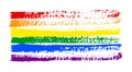 Grunge LGBT pride flag. Abstract rainbow flag texture hand drawn with a ink. Vector Multicolored background