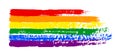 Grunge LGBT pride flag. Abstract rainbow flag texture hand drawn with a ink. Vector Multicolored background