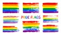 Grunge LGBT pride flag. Abstract rainbow flag texture hand drawn with a ink. Vector Multicolored background