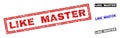 Grunge LIKE MASTER Scratched Rectangle Stamps Royalty Free Stock Photo