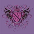 Grunge lilac coat of arms with Fleur-de-lis