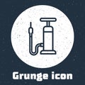 Grunge line Bicycle air pump icon isolated on grey background. Monochrome vintage drawing. Vector Royalty Free Stock Photo