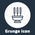 Grunge line Burning aromatic incense sticks icon isolated on grey background. Monochrome vintage drawing. Vector Royalty Free Stock Photo