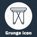 Grunge line Camping portable folding chair icon isolated on grey background. Rest and relax equipment. Fishing seat