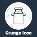Grunge line Can container for milk icon isolated on grey background. Monochrome vintage drawing. Vector