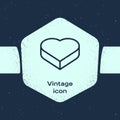 Grunge line Candy in heart shaped box and bow icon isolated on blue background. Valentines Day. Monochrome vintage Royalty Free Stock Photo