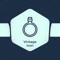 Grunge line Canteen water bottle icon isolated on blue background. Tourist flask icon. Jar of water use in the campaign