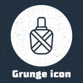 Grunge line Canteen water bottle icon isolated on grey background. Tourist flask icon. Jar of water use in the campaign