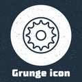 Grunge line Chakra icon isolated on grey background. Monochrome vintage drawing. Vector