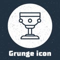 Grunge line Christian chalice icon isolated on grey background. Christianity icon. Happy Easter. Monochrome vintage