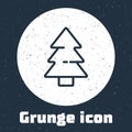 Grunge line Christmas tree icon isolated on grey background. Merry Christmas and Happy New Year. Monochrome vintage Royalty Free Stock Photo