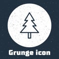 Grunge line Christmas tree icon isolated on grey background. Merry Christmas and Happy New Year. Monochrome vintage Royalty Free Stock Photo