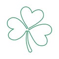 Grunge line clover shamrock leaf isolated on a white background. Royalty Free Stock Photo