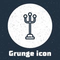 Grunge line Coat stand icon isolated on grey background. Monochrome vintage drawing. Vector